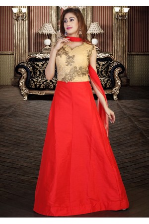 DESIGNER RED AND GOLD COLOR GOWN STYLE 